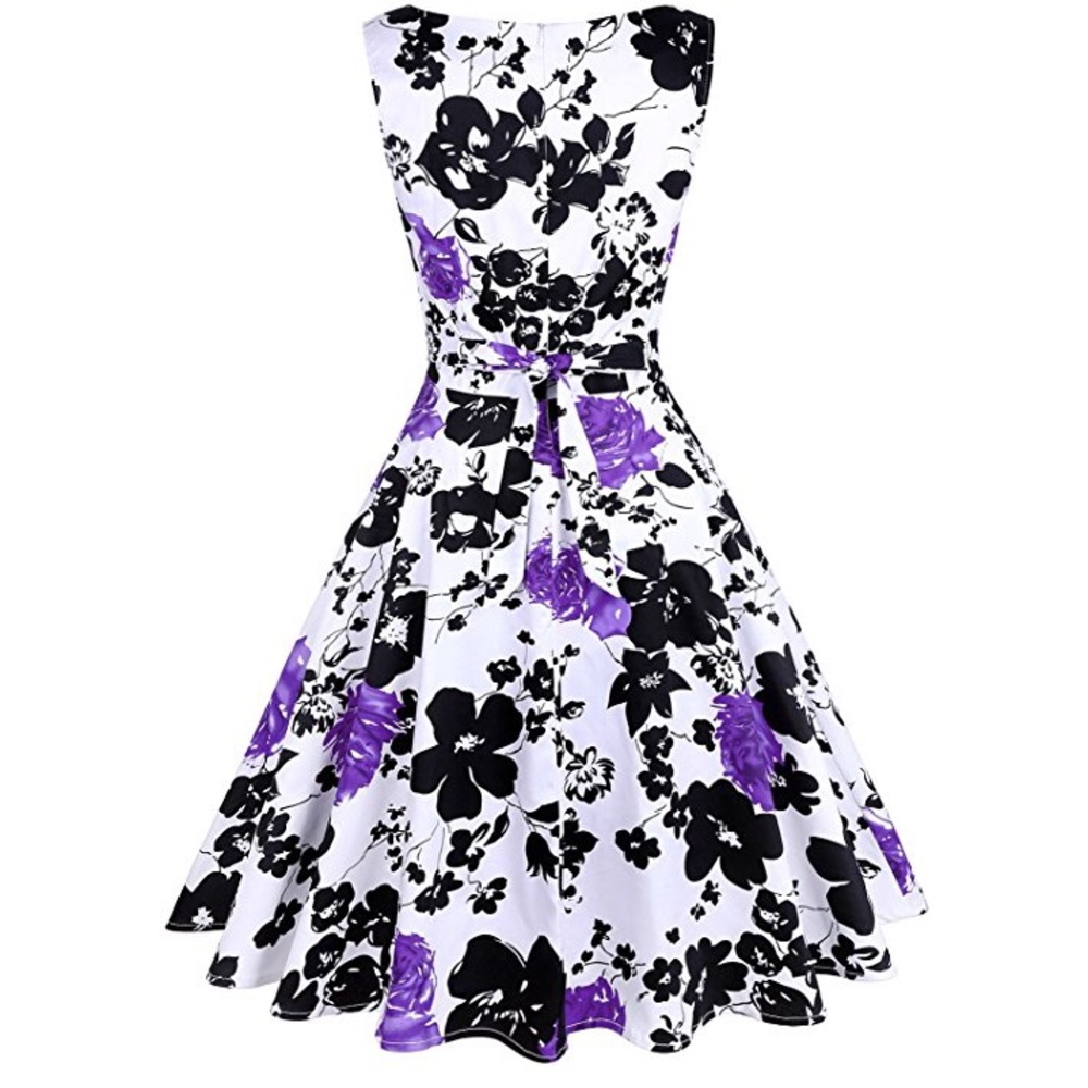 Purple floral vintage style dress - Picture 3 of 4